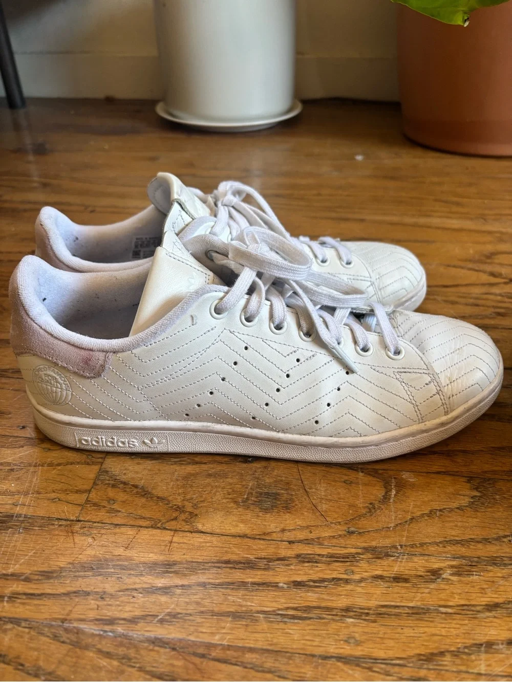 adidas Stan Smith White Quilted Chevron Leather Sneakers